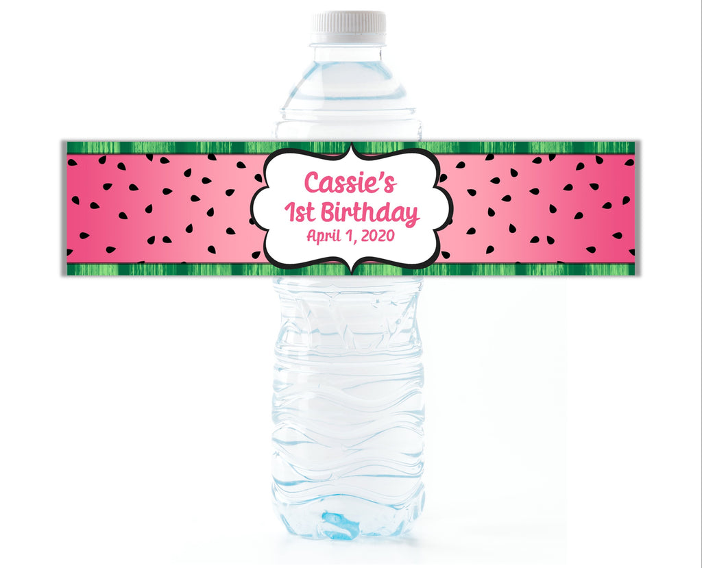 Watermelon Water Bottle Labels - Cathy's Creations - www.candywrappershop.com