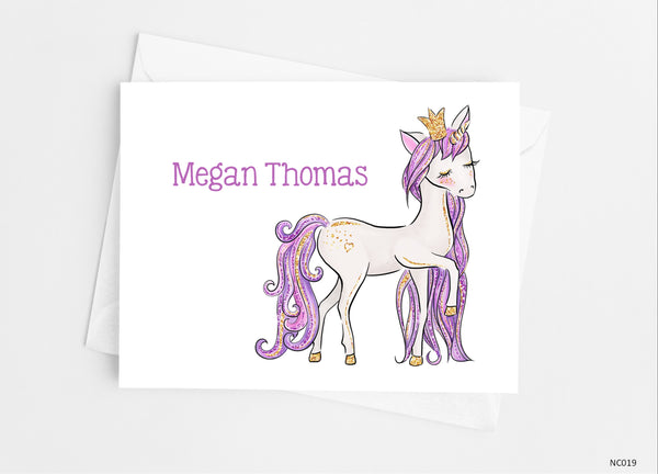 Purple Unicorn Note Cards - Cathy's Creations - www.candywrappershop.com