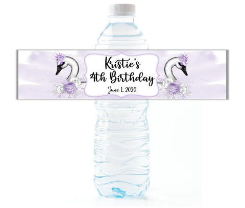 Swan Princess Water Bottle Labels - Cathy's Creations - www.candywrappershop.com