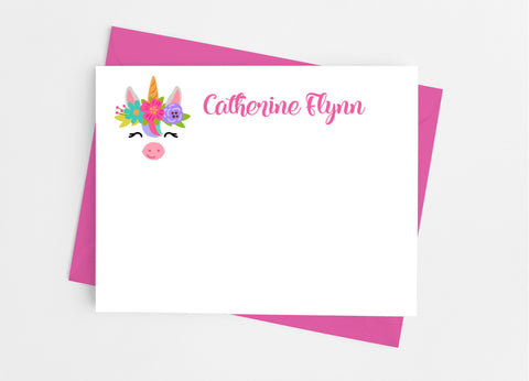 Unicorn Face Flat Note Cards - Cathy's Creations - www.candywrappershop.com