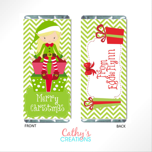 Christmas Elves Candy Bar Wrapper - Cathy's Creations - www.candywrappershop.com