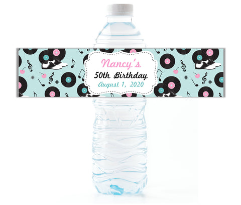 Retro 50's Party Water Bottle Labels - Cathy's Creations - www.candywrappershop.com