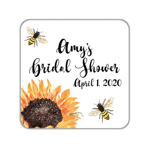Sunflower Bee Favor Stickers OR Tags - Cathy's Creations - www.candywrappershop.com