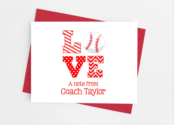 Sports Love Baseball Note Cards - Cathy's Creations - www.candywrappershop.com