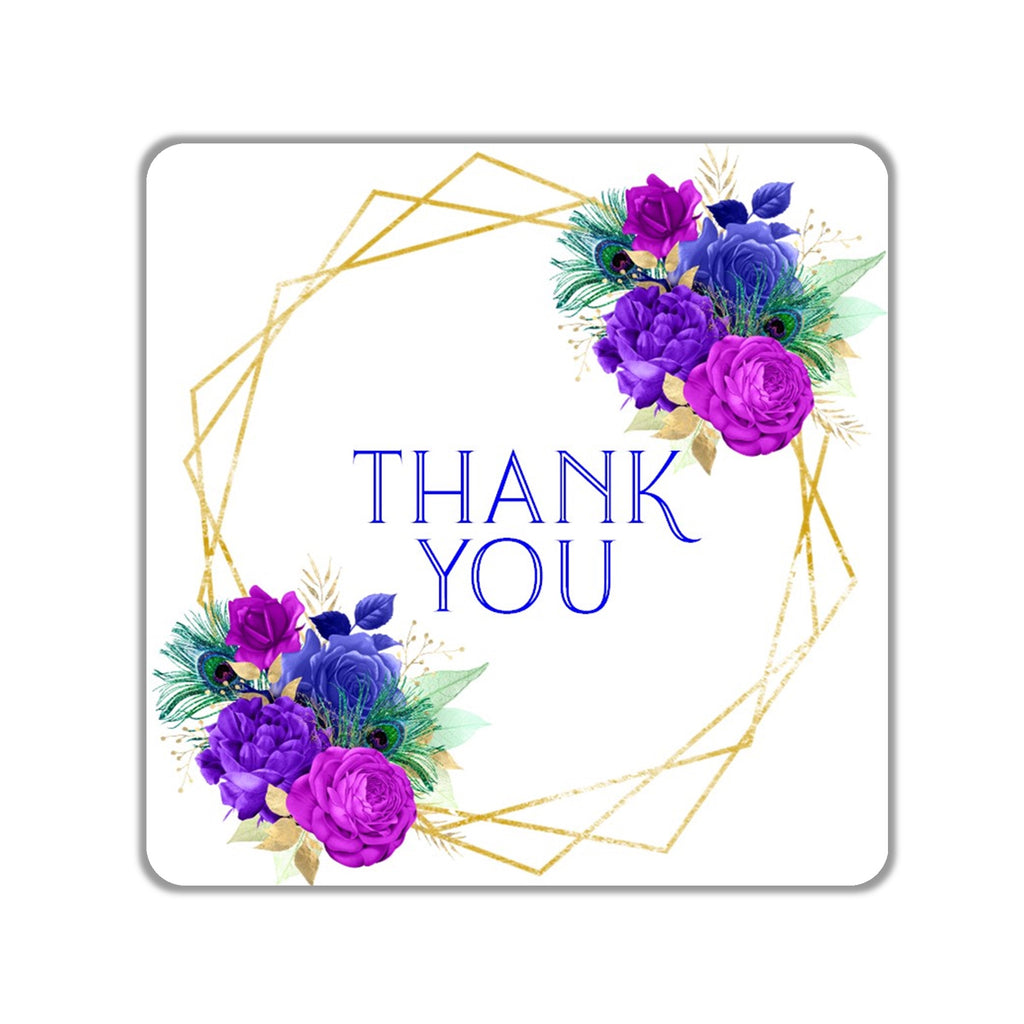 Peacock Floral Geomtric Favor Stickers OR Tags - Cathy's Creations - www.candywrappershop.com