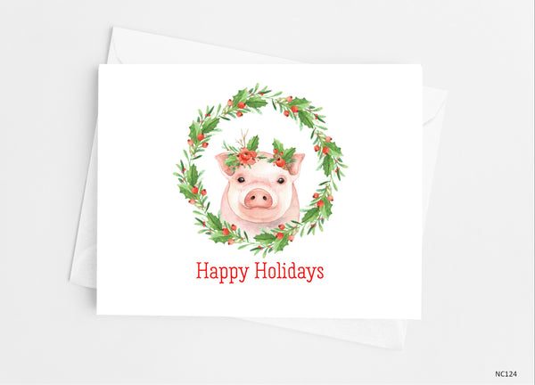 Christmas Pig Note Cards - Cathy's Creations - www.candywrappershop.com