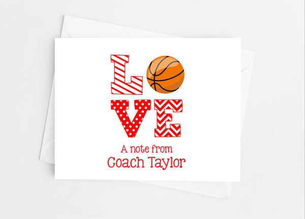 Sports Love Basketball Note Cards - Cathy's Creations - www.candywrappershop.com