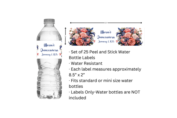 Floral Water Bottle Labels