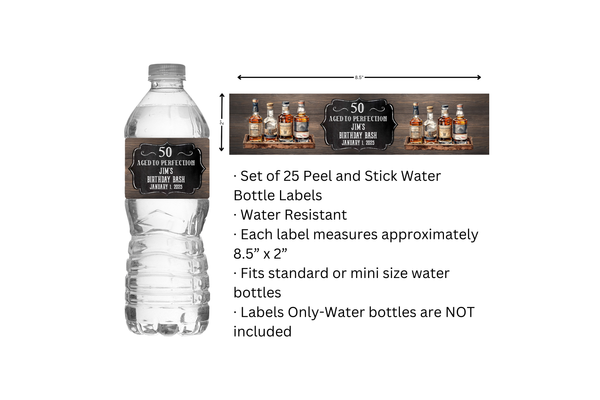 Whiskey Water Bottle Labels