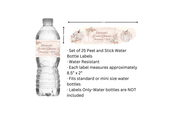 Boho Pumpkin Water Bottle Labels