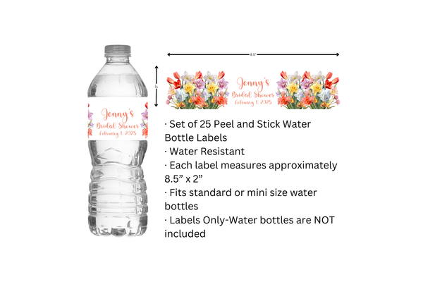 Tulip Floral Water Bottle Labels