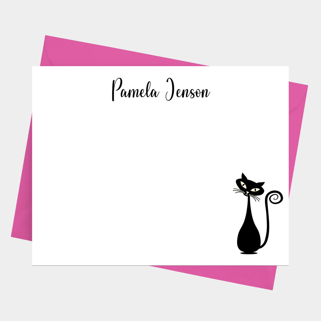 Mid Century Madern Cat Flat Note Cards