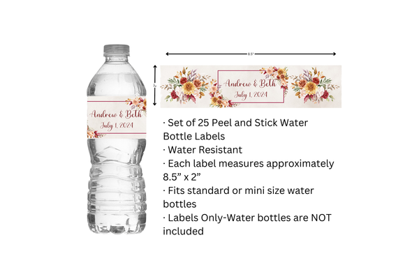Fall Floral Water Bottle Labels