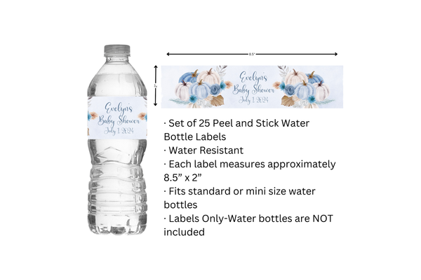 Blue Pumpkin Water Bottle Labels