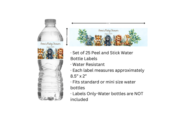 Jungle Animal Water Bottle Labels