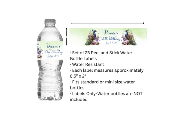 Peacock Water Bottle Labels