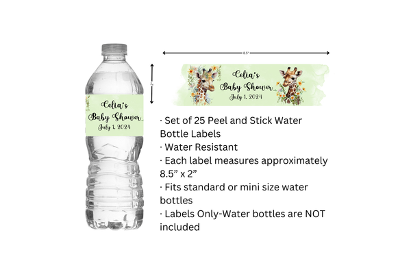 Giraffe Water Bottle Labels