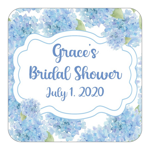 Blue Hydrangea Favor Stickers OR Tags