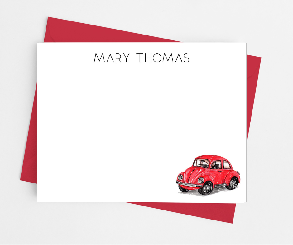 Red Punch Buggy Flat Note Cards