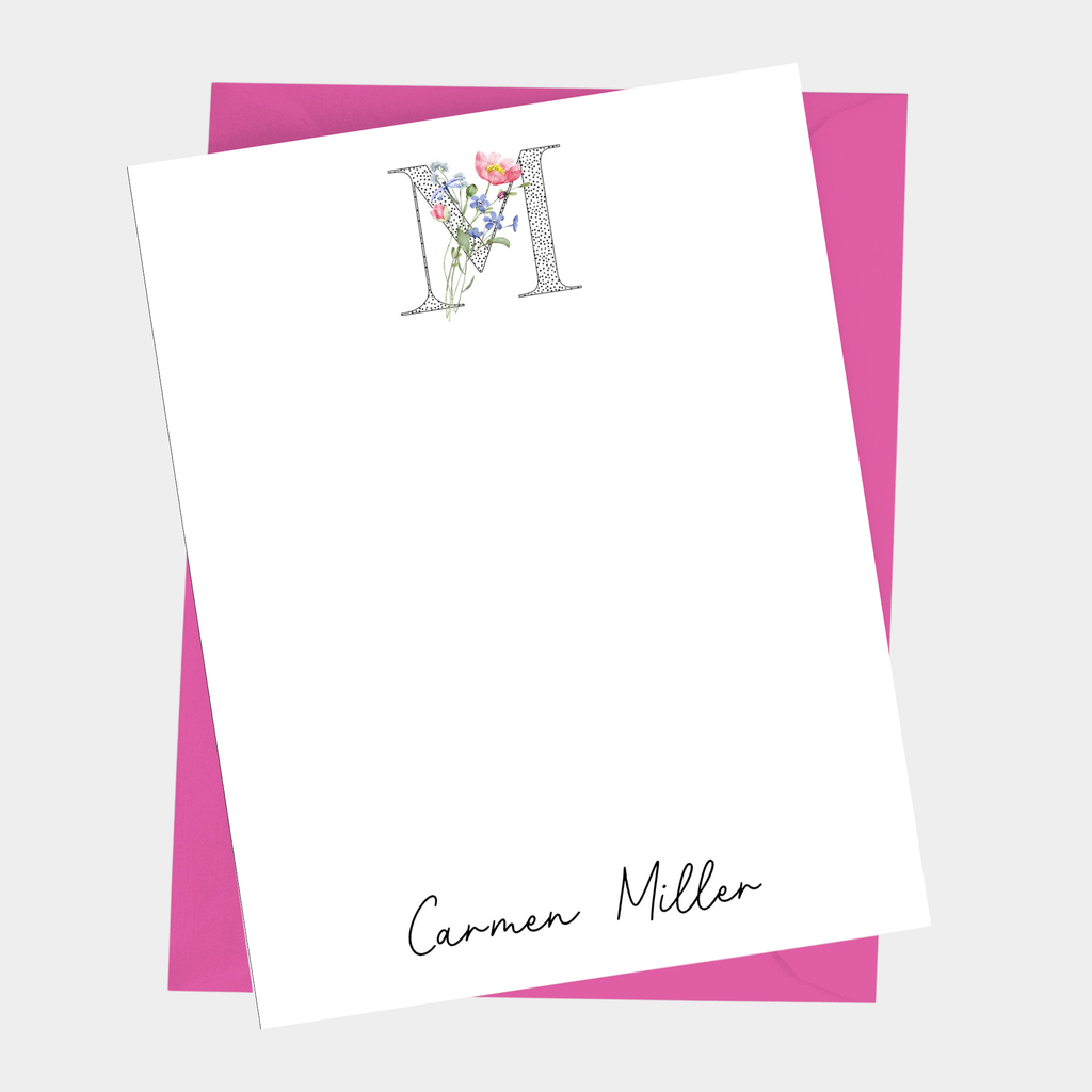 Wildflower Initial Flat Note Cards