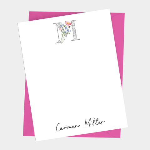 Wildflower Initial Flat Note Cards