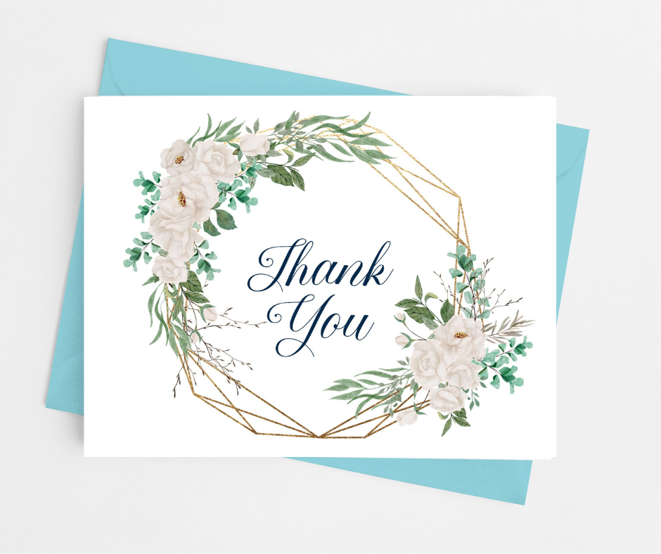 White Floral Thank You Cards