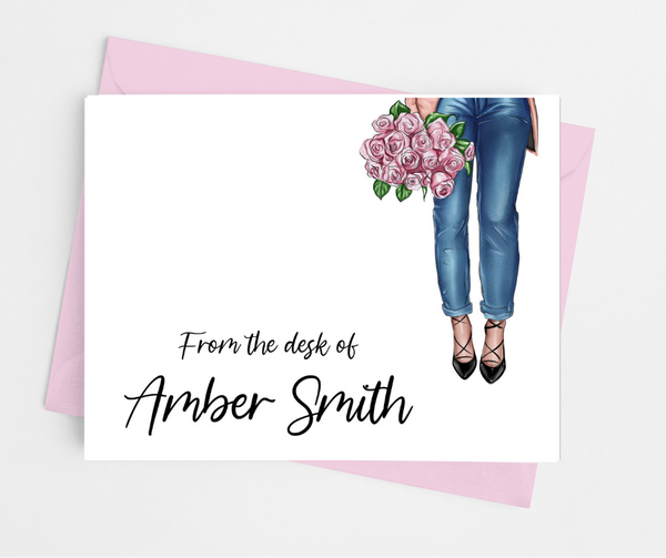 Spring Fashion Girl Note Cards