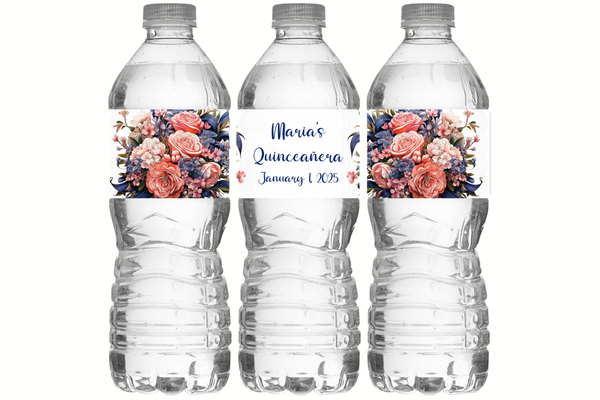 Floral Water Bottle Labels