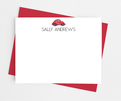 Red Love Bug Flat Note Cards