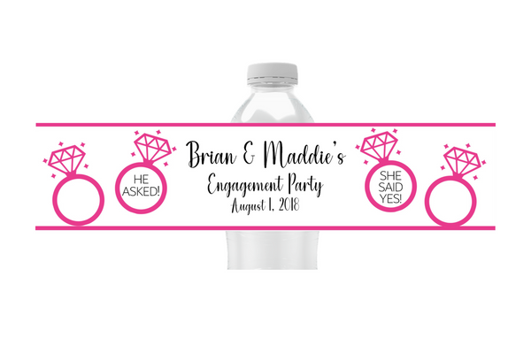Engagement Ring Water Bottle Labels