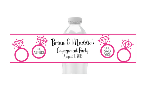 Engagement Ring Water Bottle Labels