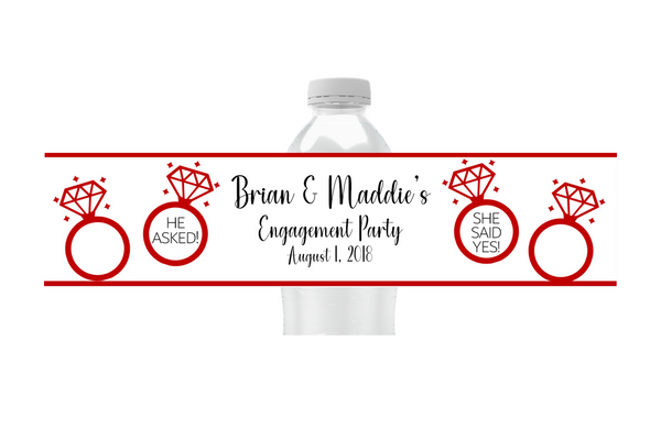 Engagement Ring Water Bottle Labels
