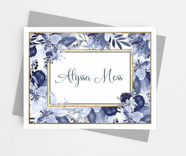 Blue Floral Note Cards