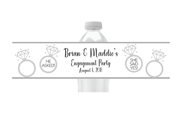 Engagement Ring Water Bottle Labels