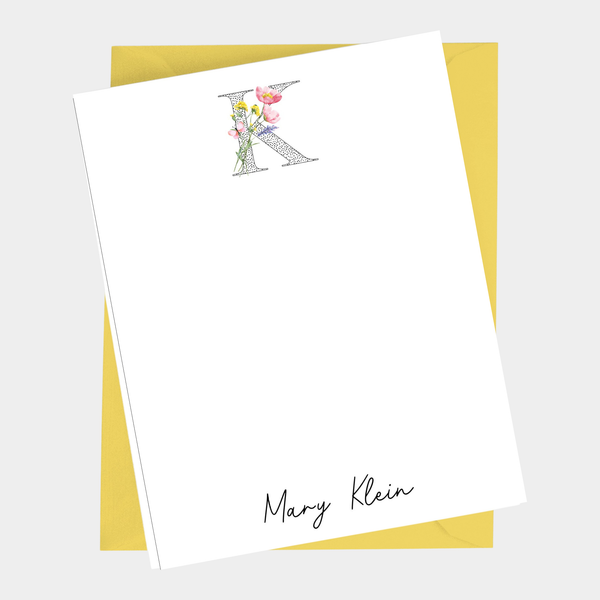 Wildflower Initial Flat Note Cards