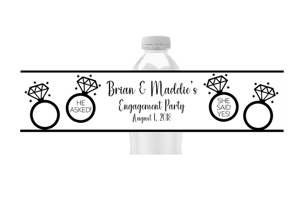 Engagement Ring Water Bottle Labels