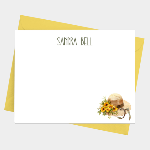Sunflower Hat Flat Note Cards