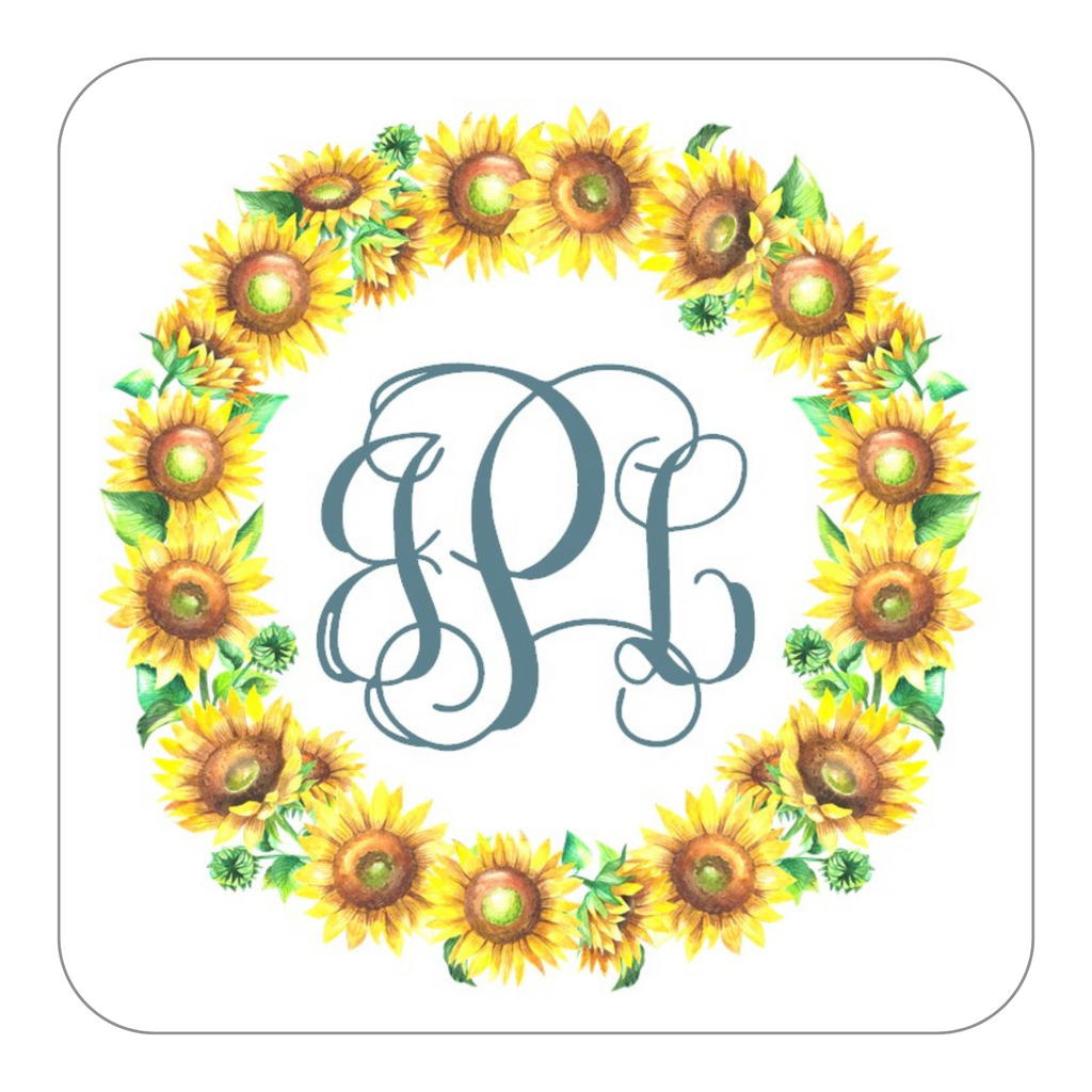 Sunflower Monogram Stickers OR Tags