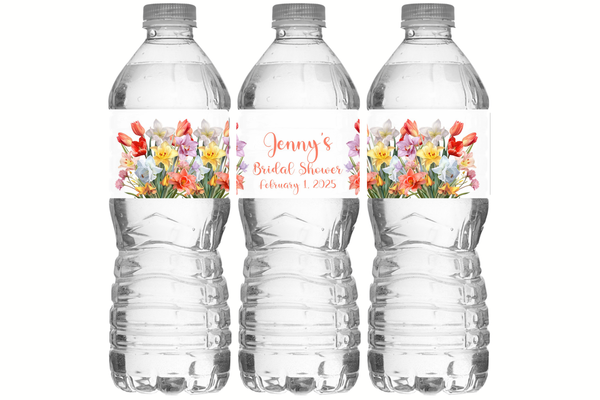 Tulip Floral Water Bottle Labels