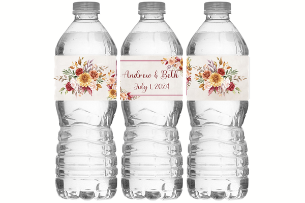 Fall Floral Water Bottle Labels