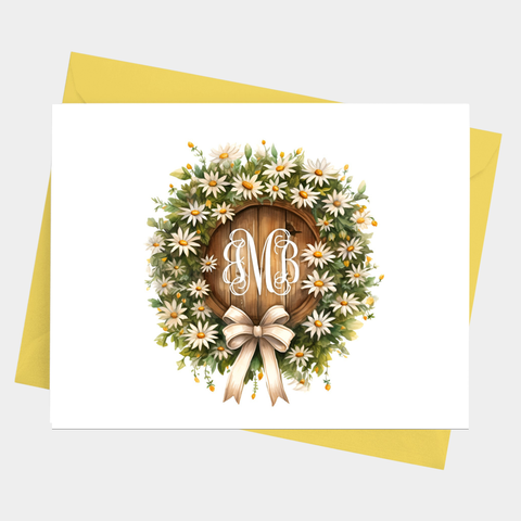 Rustic Daisy Monogram Note Cards