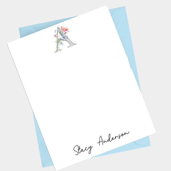 Wildflower Initial Flat Note Cards