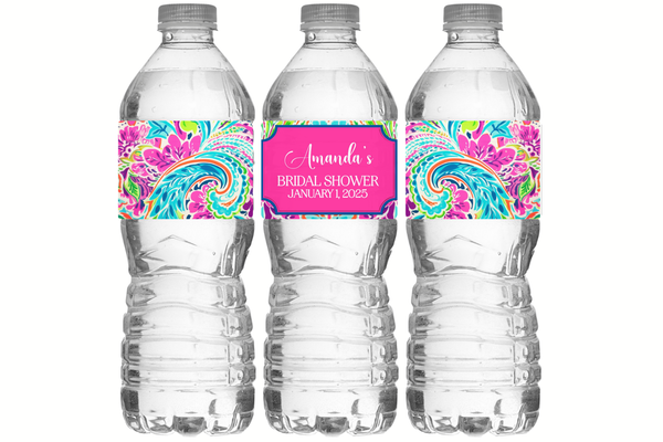Preppy Paisley Water Bottle Labels