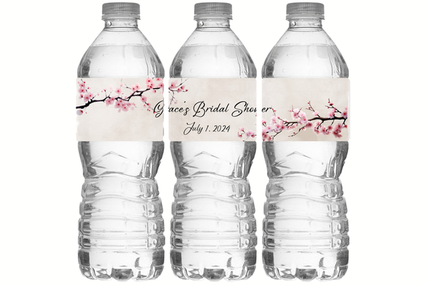 Cherry Blossom Water Bottle Labels