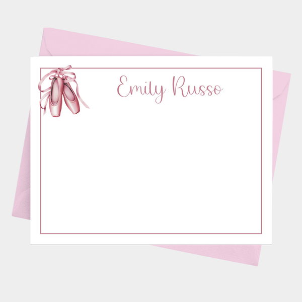 Ballet Note Border Ballet Flat Note Cards | Personalized Stationery | Cathy Wraps– Cathy ...