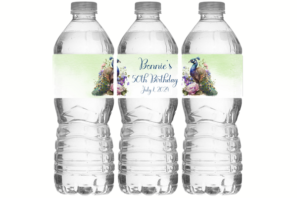 Peacock Water Bottle Labels