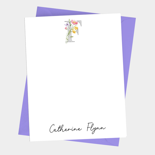 Wildflower Initial Flat Note Cards