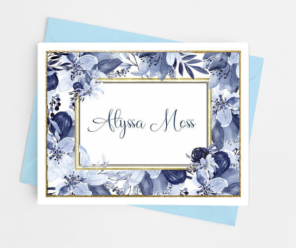 Blue Floral Note Cards