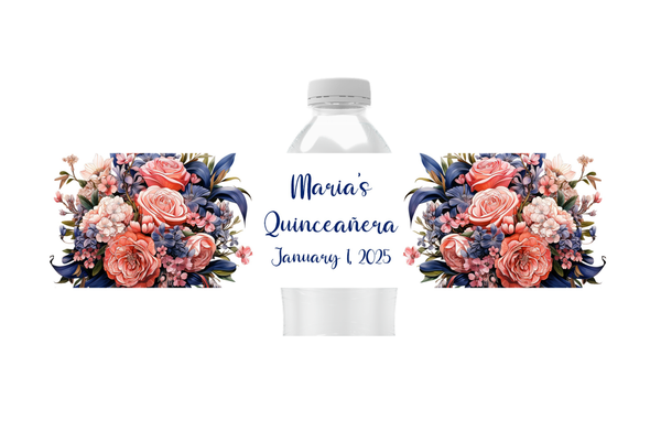 Floral Water Bottle Labels
