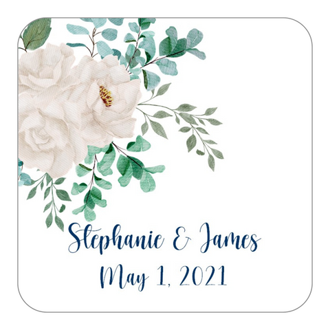 White Floral Favor Stickers OR Tags